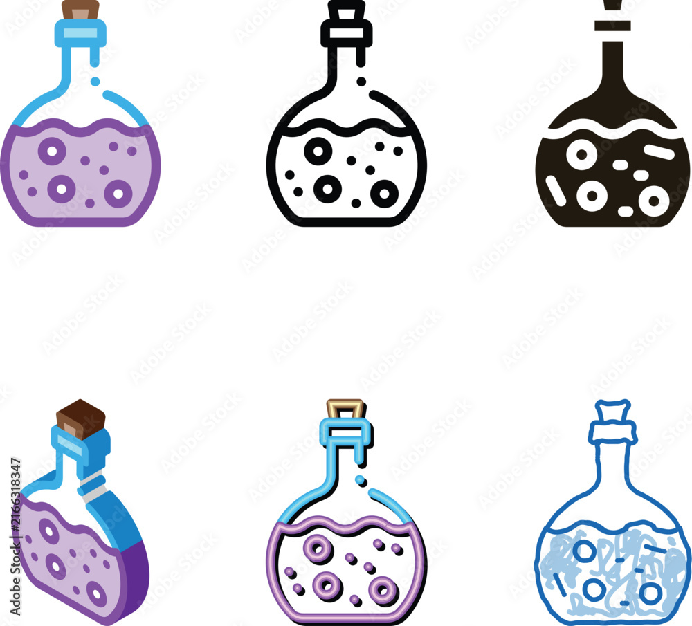 Fototapeta premium Poison Flask Icon Vector. Outline Poison Flask Sign. Color multistyle Isolated Contour Symbol