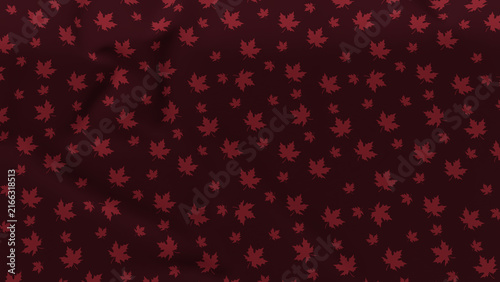 Burgundy fabric texture with folds and maple pattern for halloween theme background