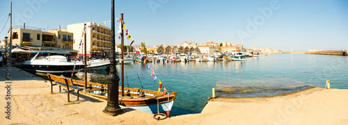 Panoramic view of the Venetian harbor in Chania, Greece