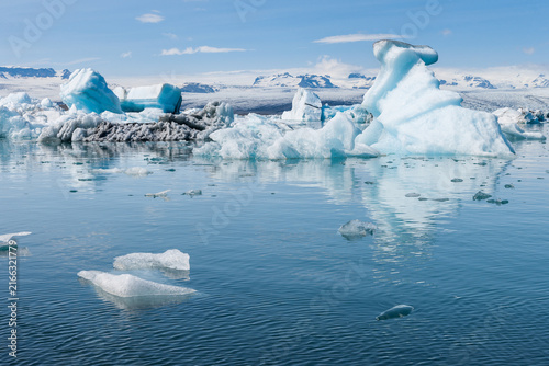 Sunshine over Jokulsarlon glacier lake in Iceland