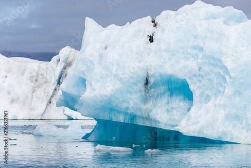 Sunshine over Jokulsarlon glacier lake in Iceland