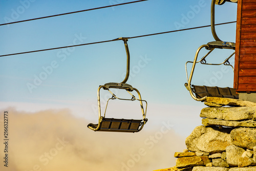 Chair lift in mountain, Serra da Estrela, Portugal