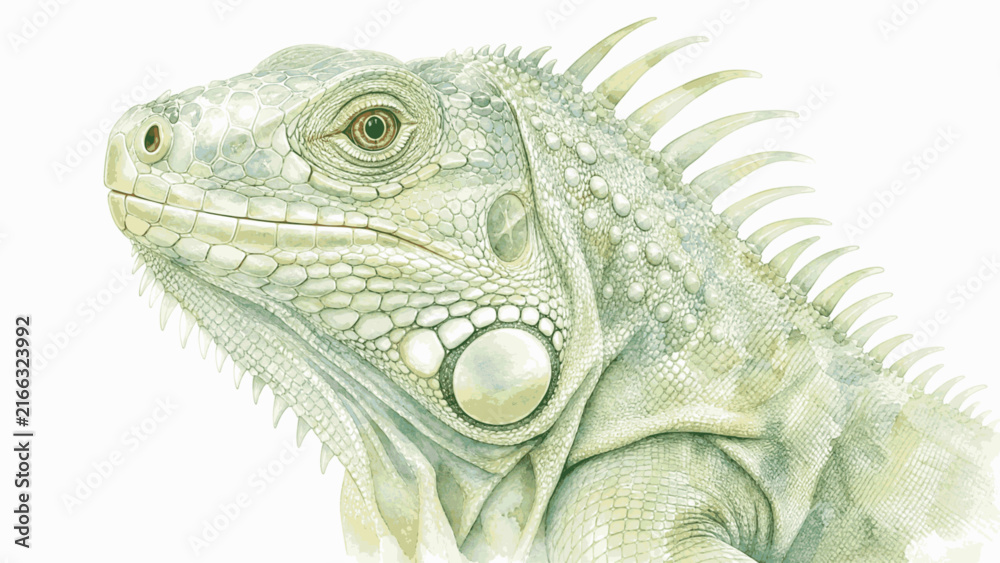 Fototapeta premium Natural Green Iguana isolated watercolor vector illustration svg
