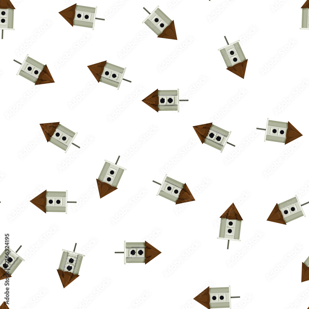 Naklejka premium pattern home bird house cartoon. home bird house sign vector
