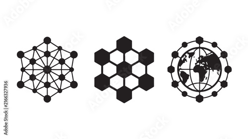 Decentralized network and connected nodes illustration for blockchain and digital technology concepts