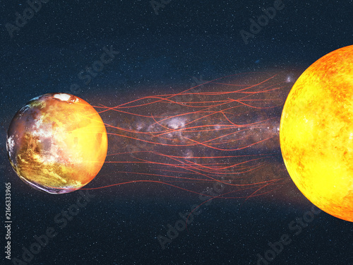 Mars losing its atmosphere and green landscape due to solar radiation. Element of this 3D rendered illustration were furnished by NASA