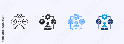 Self Employed Icon Set Multiple Style Collection Illustration