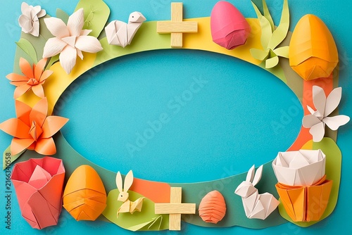 Creative origami egg postcard design for celebrating Easter holidays