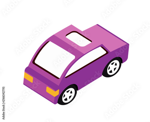 Purple isometric car icon representing modern transportation