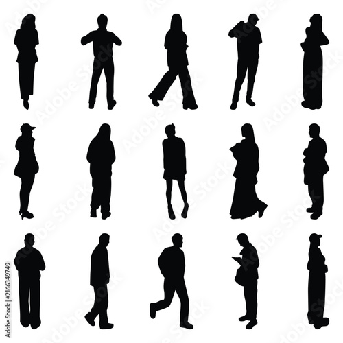 Vector collection set of individual people silhouettes.