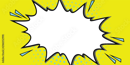 Obraz na płótnie Vibrant Yellow Comic Explosion Graphic with Halftone Dots