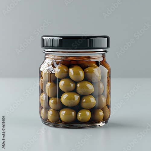 Green olives glisten inside a stylish jar ready to add flavor to any dish or appetizer