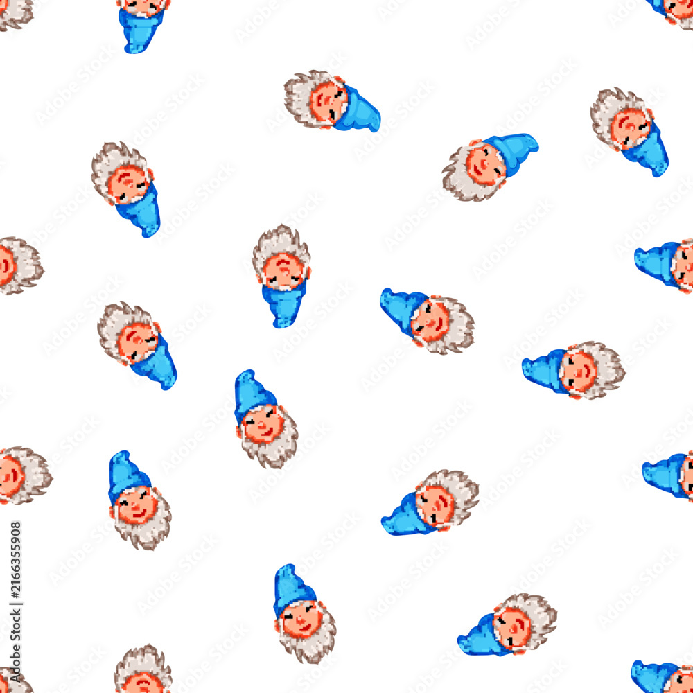 Fototapeta premium pattern dwarf garden gnome cartoon. dwarf garden gnome sign vector