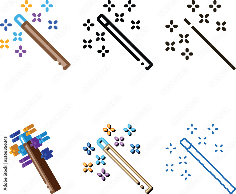 Fototapeta premium Magic Wand diversity Icon Vector. Outline Magic Wand Sign. Color Isolated Contour Symbol