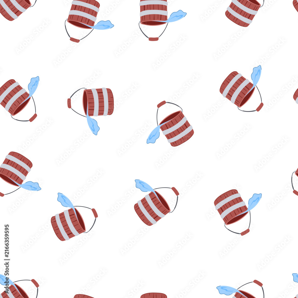 Obraz premium pattern clean bucket water cartoon. full color, pot empty, handle basin clean bucket water sign. seamless symbol vector illustration