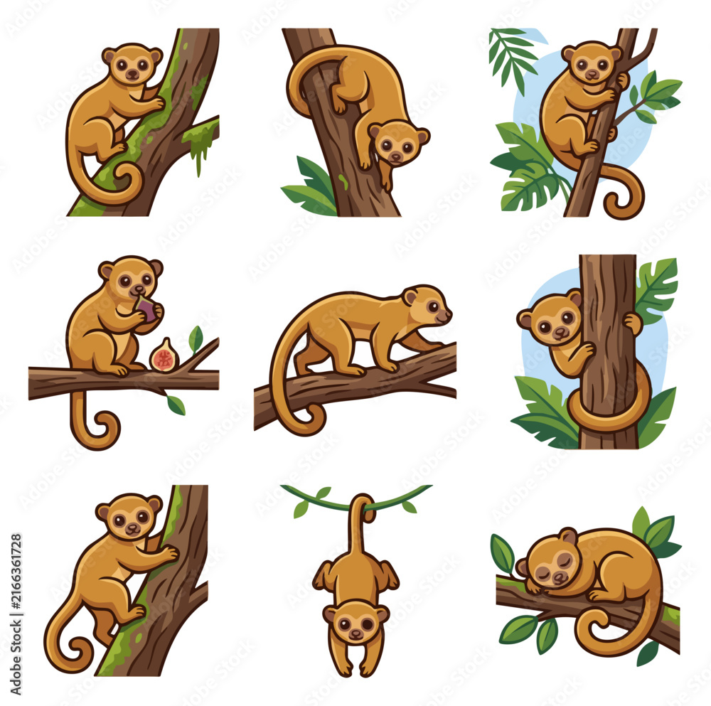 Fototapeta premium Cute small mammal animal poses on tree branches natural habitat