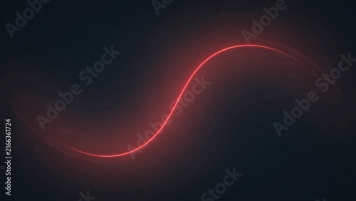 Red glowing laser line curve on dark background represents high energy and speed data motion.