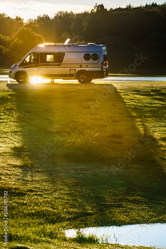 Camper van camping on nature in Portugal