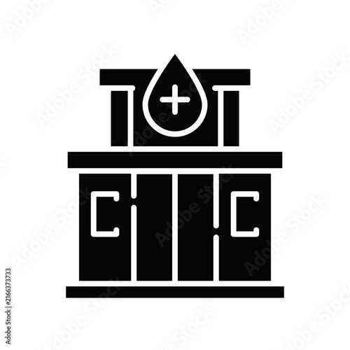 Minimal blood bank icon in outline style. Editable stroke vector illustration suitable for healthcare