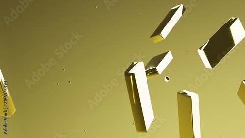 Картината върху платно Golden ingots tumbling through a soft monochromatic space