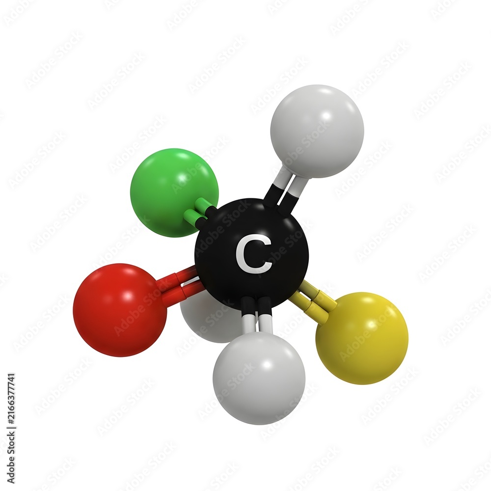 Obraz premium Molecular Model of a Carbon Atom with Attached Elements for Scientific Illustration