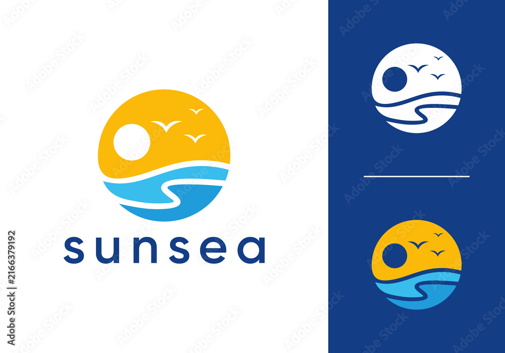 Fototapeta premium circle sea wave logo vector graphic design