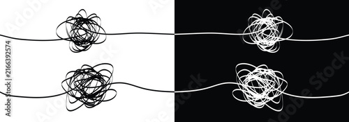 Hand Drawn Scribble Pen Line Pattern with Chaotic Circle and Doodle elements creates an Abstract Chaos Background. Grunge and Monoline Pencil Strokes. Sketch and Draw style. Brush Lines. Vector Set.