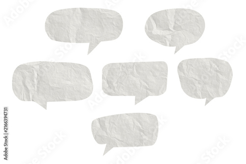 Scrapbook crumpled paper speech bubbles collection isolated on white background