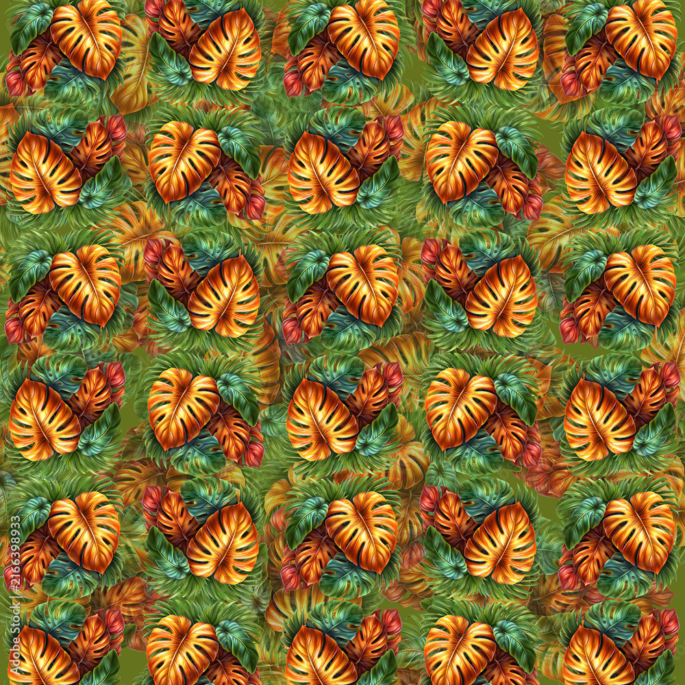 Fototapeta premium Vibrant floral seamless pattern, colorful spring flowers with ethereal smoke swirls, artistic botanical background for textile design