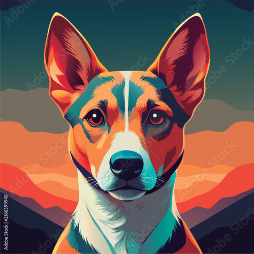 Vector illustration of a Colorful dog portrait close-up.