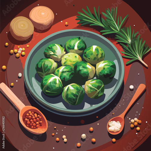 Roasted Brussels sprouts with herbs.