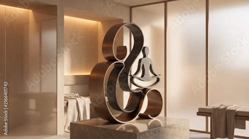 Minimalist Bronze Sculpture Featuring A Human Figure Meditating In Lotus Pose Interior Design
