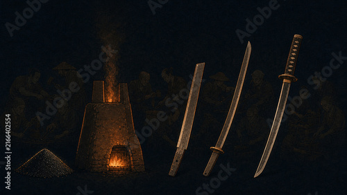 Iron sand furnace and stages in the evolution of Japanese swords