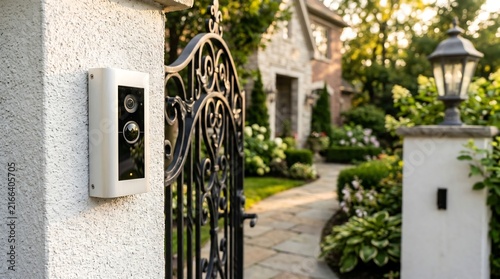 Travel inspiration with scenic residential entrances, decorative wrought iron gates, stone pathways, lush greenery, modern video doorbell security, peaceful home design, and welcoming outdoor style