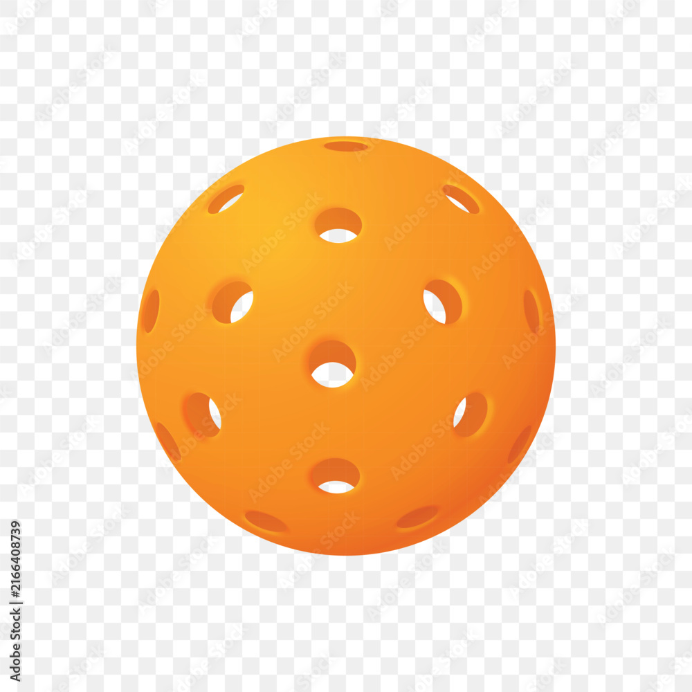Fototapeta premium Vector Realistic Pickleball Ball. Orange Perforated Plastic Ball for Pickleball Sport. Court Game, Training, Competition, Recreation, Sports Equipment, Fitness Design
