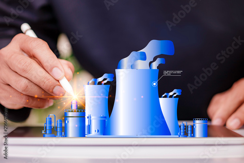 Engineers are designing small scale nuclear power plants , Small Modular Reactor (SMR) Nuclear Power Plant Concept with Digital Energy Technology and Clean Electricity Generation.
