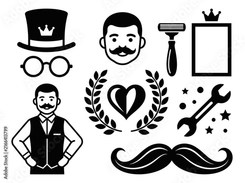 Father's Day and Gentleman Vintage Icon Set