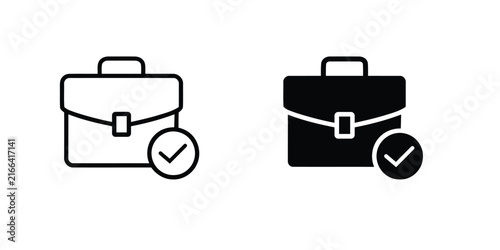 Business Briefcase Check Icon Set