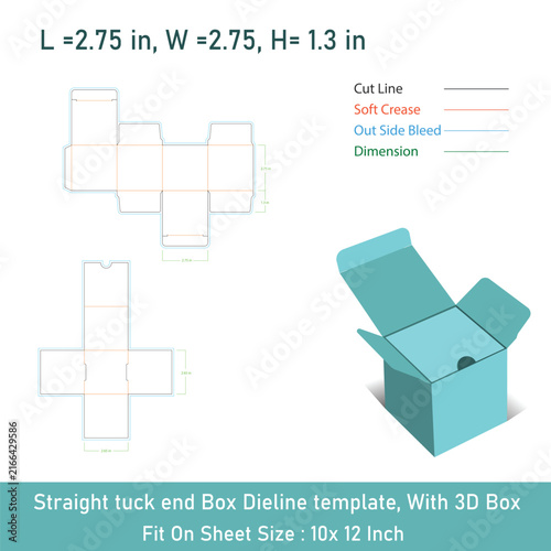 Product Box Dieline Template with Insert and 3D Mockup Vector