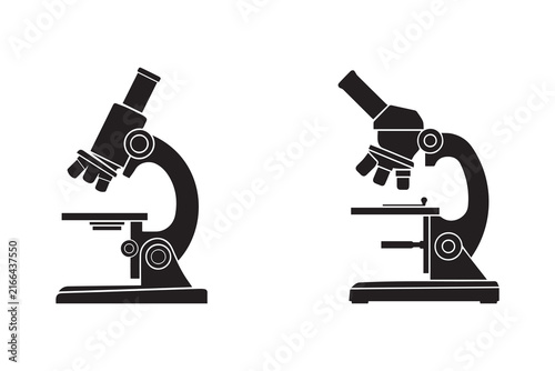 Microscope Silhouette Isolated on White Background