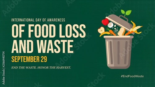 International day of awareness of food loss and waste poster illustration