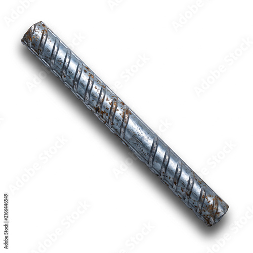 Steel Reinforcement Rebar Rod on White Background