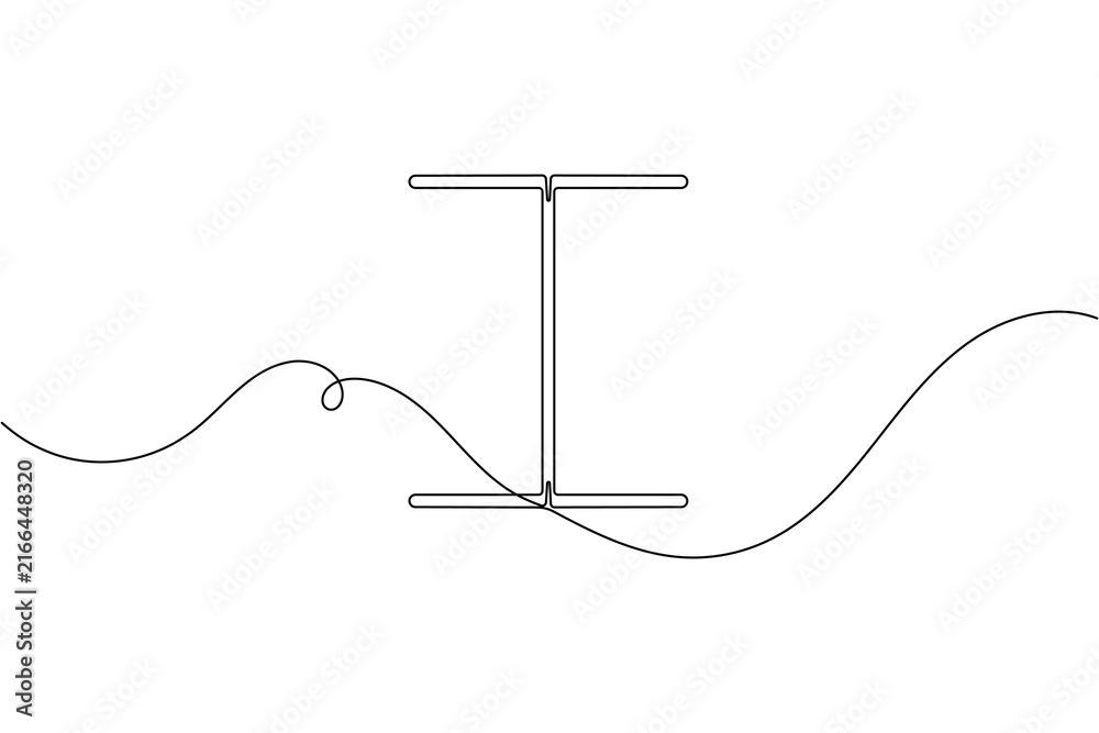 Obraz premium Clicking text cursor pointer sign continuous single art line drawing on white background editable outline vector illustration