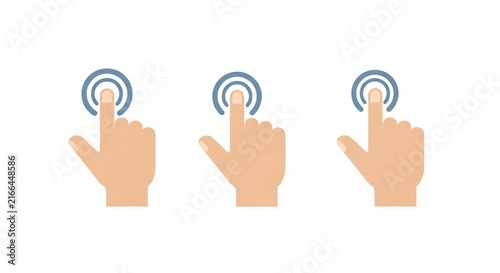 Hand click icon set with touch gesture signals