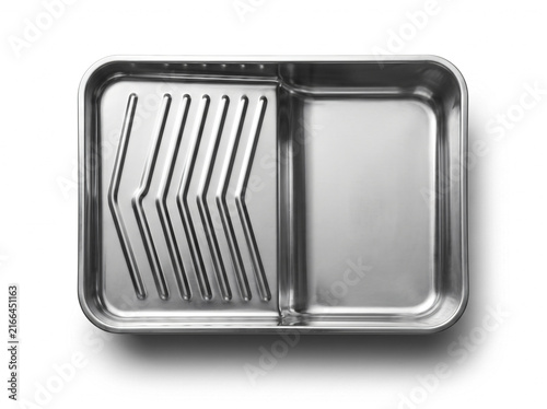 Professional Metal Paint Roller Tray Isolated on White Background