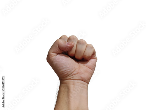 Canvas Print Hand showing a clenched fist gesture on a transparent background for protest and