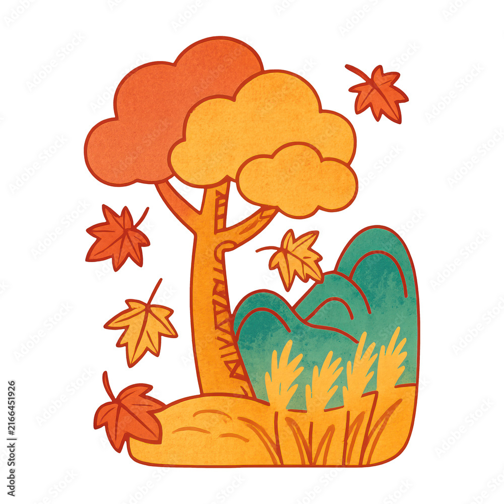 Fototapeta premium PNG Autumn tree leaves illustration
