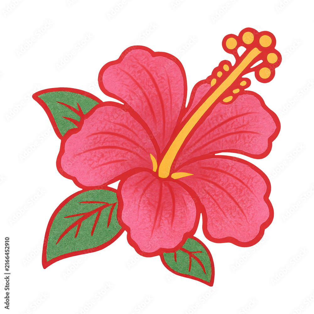 Fototapeta premium PNG Vibrant tropical hibiscus illustration.