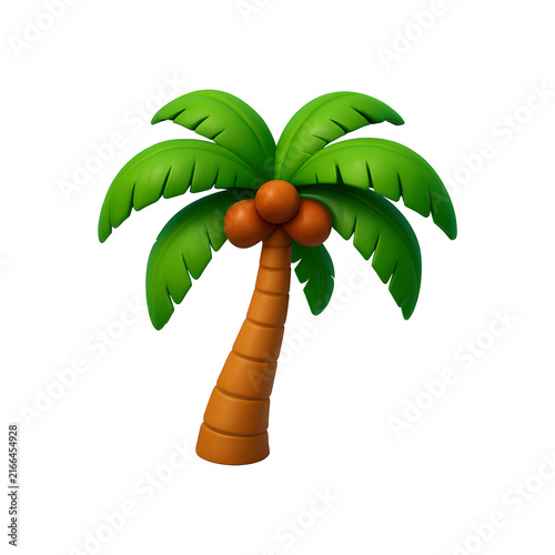 Cartoon Palm Tree a Colorful Three Dimensional Icon for Web App and User Interface Design Glossy