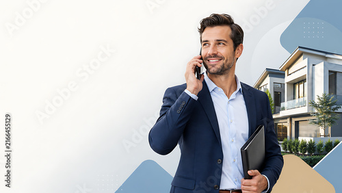 Real Estate Agent Talking on Mobile Phone